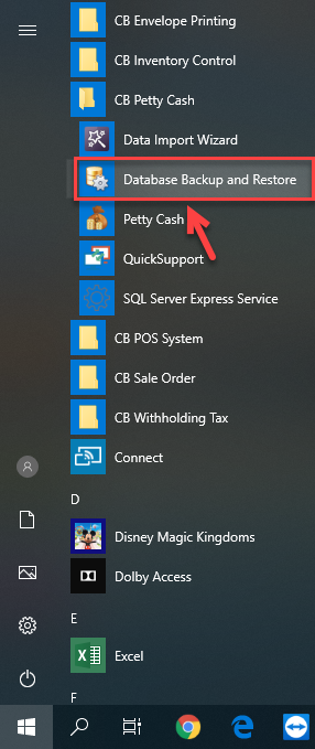 เปิดโปรแกรม โดยคลิกที่ Database Backup and Restore